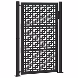 vidaXL Cancello Giardino Nero 105x155 cm in Acciaio Design a Croce - Vista aggiuntiva 2