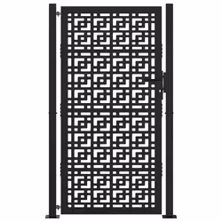 vidaXL Cancello Giardino Nero 105x180 cm in Acciaio Design a Croce - Vista aggiuntiva 3