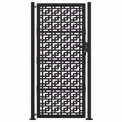 vidaXL Cancello Giardino Nero 105x205 cm in Acciaio Design a Croce - Vista aggiuntiva 3