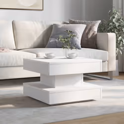 vidaXL Tavolino da Caffè Girevole a 360 Gradi Bianco 50x50x34,5 cm - Vista aggiuntiva 3