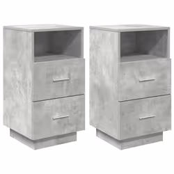 vidaXL Comodini 2 pz con 2 Cassetti Grigio Cemento 36x36x68 cm - Vista aggiuntiva 2