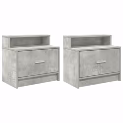 vidaXL Comodini con Cassetto 2 pz Grigio Cemento 51x31x47 cm - Vista aggiuntiva 2