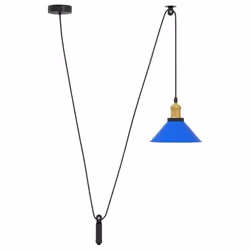 vidaXL Lampada a Sospensione Regolabile E27 Blu Scuro Ø22 cm Metallo - Vista aggiuntiva 2