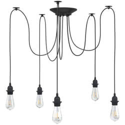 Lampada a Sospensione con 5 Portalampada E27 in Metallo Nero Vidaxl 361204