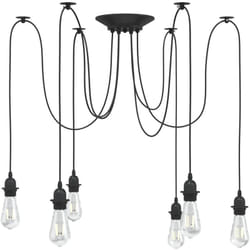 Lampada a Sospensione con 6 Portalampada E27 in Metallo Nero Vidaxl 503085