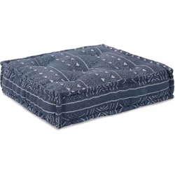 Questo pouf ha un design a stampa indigo super stiloso, offrendo una seduta pratica e alla moda, perfetta per gli interni mod ...
