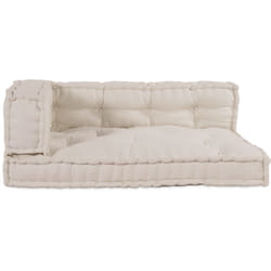 Cuscino per divano pallet con supporto per braccia e schienale in tessuto crema Vidaxl