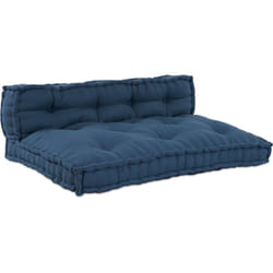 Cuscino per divano in pallet con rinforzo per la schiena in tessuto blu
