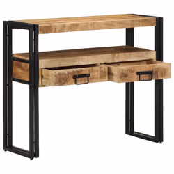 vidaXL Tavolo consolle Marrone 90 x 33 x 75 cm legno massello di mango - Vista aggiuntiva 2