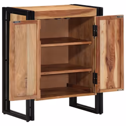 vidaXL Armadio per Scarpe con porta Nero Legno massello di acacia - Vista aggiuntiva 2