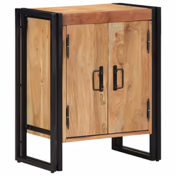 vidaXL Armadio per Scarpe con porta Nero Legno massello di acacia - Vista aggiuntiva 3