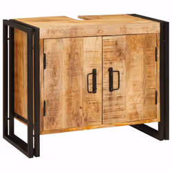 vidaXL Mobile sottolavabo con porta Legno massello di mango e ferro - Vista aggiuntiva 2