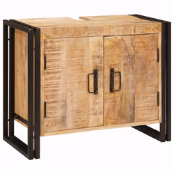 vidaXL Mobile sottolavabo con porta Legno massello di mango e ferro - Vista aggiuntiva 3