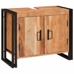 vidaXL Mobile sottolavabo con porta Legno massello di acacia e ferro - Vista aggiuntiva 2