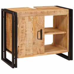 vidaXL Mobile sottolavabo con porta Legno massello di mango e ferro - Vista aggiuntiva 2