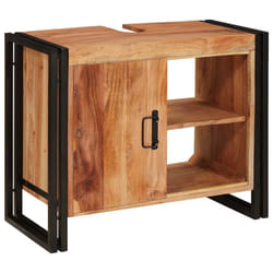vidaXL Mobile sottolavabo con porta Legno massello di acacia e ferro