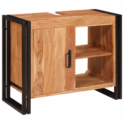 vidaXL Mobile sottolavabo con porta Legno massello di acacia e ferro - Vista aggiuntiva 2