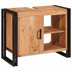 vidaXL Mobile sottolavabo con porta Legno massello di acacia e ferro - Vista aggiuntiva 3