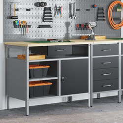 Vidaxl - Banco da lavoro con porta bloccabile Nero 100x55x85 cm Acciaio