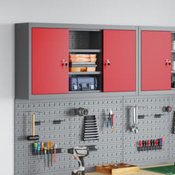 Armadio da Utensili a Muro con Pannello Perforato Rosso 100x20x55 cm in Acciaio Vidaxl