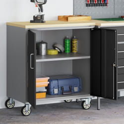 Armadio Portattrezzi con Ruote e Chiusura Nero 75x45x85 cm Acciaio Vidaxl