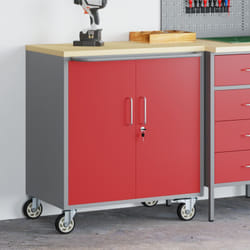 Mobile per Attrezzi con Ruote e Porte Rosse e Grigie Bloccabili 75x45x85 cm Acciaio Vidaxl