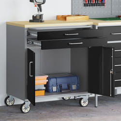 Armadio per Attrezzi con Ruote e Ante Serrabili Nero 75x45x85 cm Acciaio Vidaxl