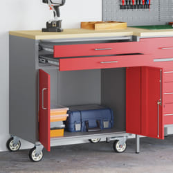 Armadio per Attrezzi con Ruote e Serratura Rosso 75x45x85 cm Acciaio Vidaxl