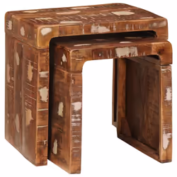 vidaXL Tavoli da Fine Multicolore legno massello di riciclo - Vista aggiuntiva 2