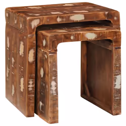 vidaXL Tavoli da Fine Multicolore legno massello di riciclo - Vista aggiuntiva 3