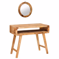 vidaXL Tavolo da Trucco con specchio Marrone legno massello di mango - Vista aggiuntiva 2