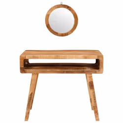 vidaXL Tavolo da Trucco con specchio Marrone legno massello di mango - Vista aggiuntiva 3