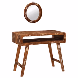 vidaXL Tavolo da Trucco con specchio Marrone Legno di recupero solido - Vista aggiuntiva 2