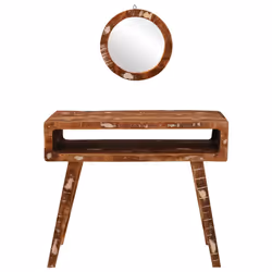 vidaXL Tavolo da Trucco con specchio Marrone Legno di recupero solido - Vista aggiuntiva 3