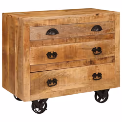 vidaXL Mobile laterale Marrone 70 x 38 x 63 cm legno massello di mango - Vista aggiuntiva 2