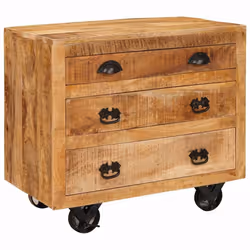 vidaXL Mobile laterale Marrone 70 x 38 x 63 cm legno massello di mango - Vista aggiuntiva 3