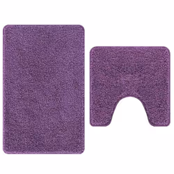 vidaXL Set di tappetini antiscivolo per il bagno 2 pcs Viola PP - Vista aggiuntiva 2