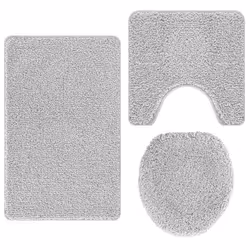 vidaXL Set di tappetini antiscivolo per il bagno 3 pcs Grigio - Vista aggiuntiva 2