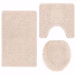 vidaXL Set di tappetini antiscivolo per il bagno 3 pcs Crema - Vista aggiuntiva 2