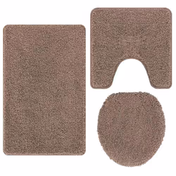 vidaXL Set di tappetini antiscivolo per il bagno 3 pcs Marrone - Vista aggiuntiva 2