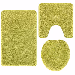 vidaXL Set di tappetini antiscivolo per il bagno 3 pcs Verde - Vista aggiuntiva 2