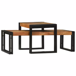 vidaXL Tavolino da salotto 2 pcs Marrone legno massello di acacia - Vista aggiuntiva 2