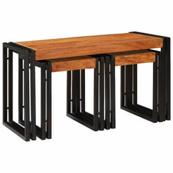 vidaXL Tavoli da Fine Marrone e nero Legno massello di acacia