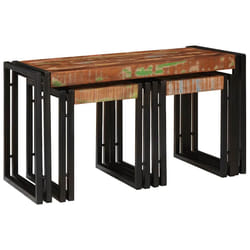 vidaXL Tavolo Nesting 3 pcs Marrone e nero legno massello di riciclo