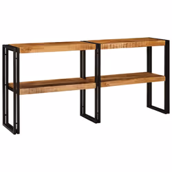 vidaXL Tavolo consolle con lo scaffale Marrone legno massello di mango - Vista aggiuntiva 2