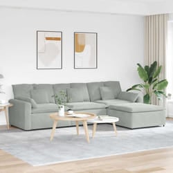 vidaXL Divano Modulare con Poggiapiedi e Cuscini Grigio Chiaro