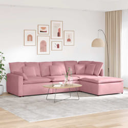 Vidaxl - Divano Modulare con Poggiapiedi e Cuscini in Velluto Rosa