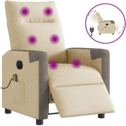 Vidaxl - Poltrona Reclinabile Massaggiante Elettrica Crema in Tessuto 405611