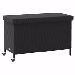 vidaXL Contenitore da Giardino con Ruote Nero 110x55x73 cm Polyrattan - Vista aggiuntiva 2