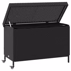 vidaXL Contenitore da Giardino con Ruote Nero 110x55x73 cm Polyrattan - Vista aggiuntiva 3